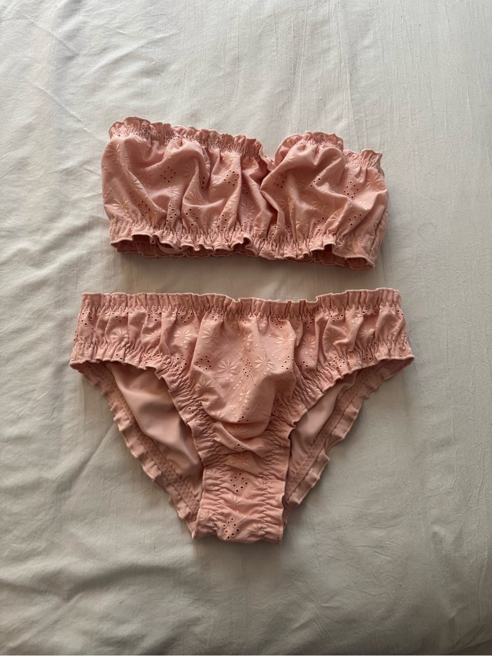 & Other Stories Blush Pink Eyelet Bandeau Bikini Set
